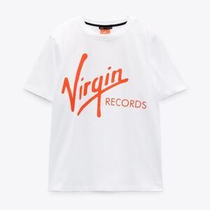 NWT Zara White "Virgin Records" T-shirt. Size Small